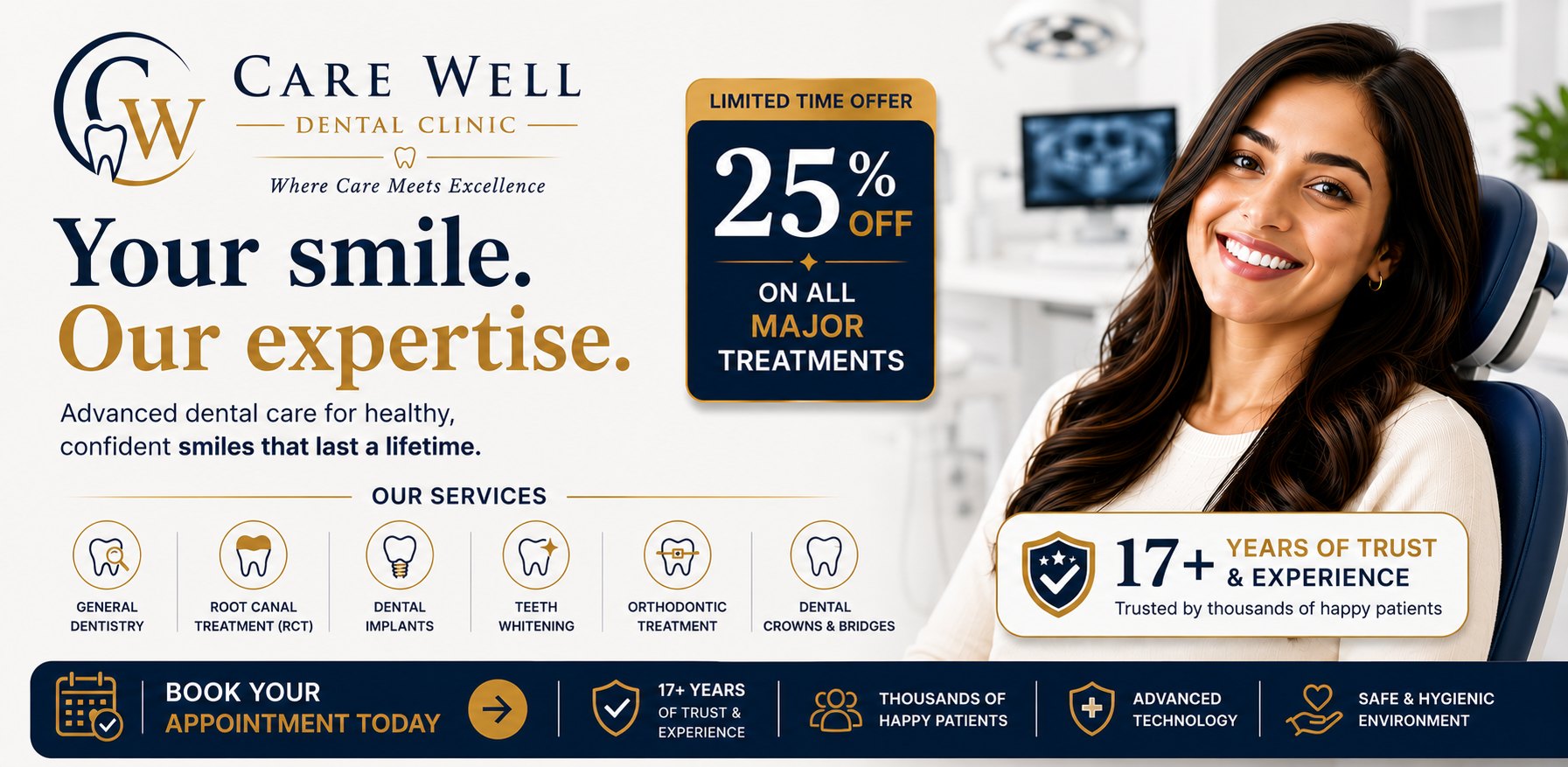 CareWell Dental Clinic — up to 25% off major treatments. Book an appointment.